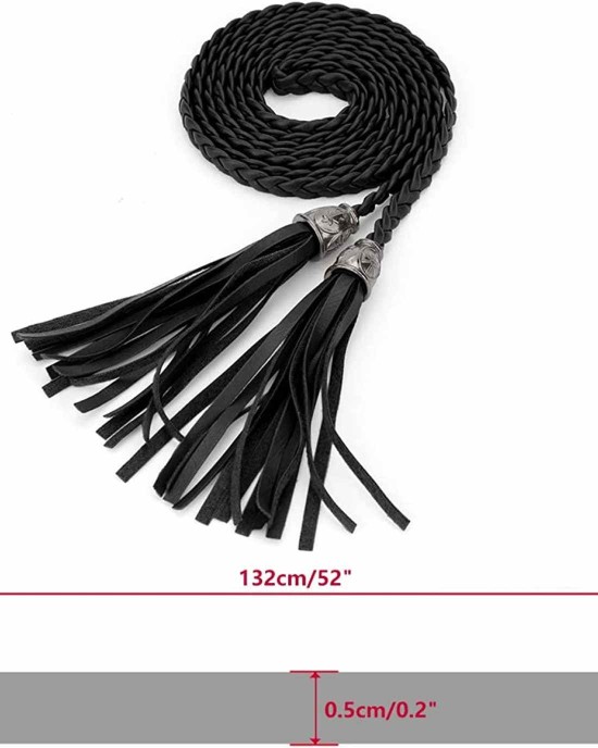 Allegra K Women's Tassel Braided Belts Skinny Woven Waist Belts for Skirt Dress