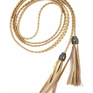 TeeYee Women PU Leather Exotic Knitted Waist Belt/Rope/Chain with Tassel