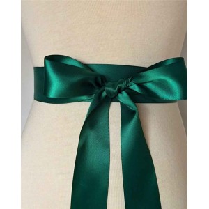 Wedding Sash Bridal Belts Simple Classic Silk Ribbon Sash for Dress (Green)