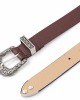 Western-Leather-Belts-Women Vintage Waist-Belts with Hollow Out Flower Buckle