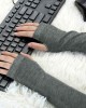Allegra K Dark Gray Fingerless Elastic Winter Thick Arm Warmers Gloves for Ladies