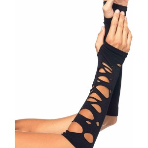 Leg Avenue Women's Distressed Glove Arm Warmers Costume Accessory, O/S, Black