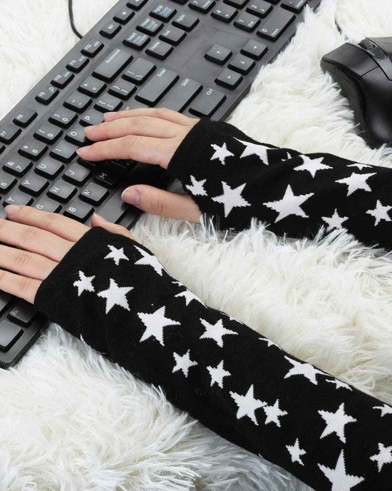 Allegra K Women's Arm Warmers Winter Knitted Elbow Long Cosplay Costume Fingerless Gloves