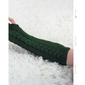 Allegra K Women's Fingerless Glove Winter Knit Thumb Elbow Length Arm Warmers