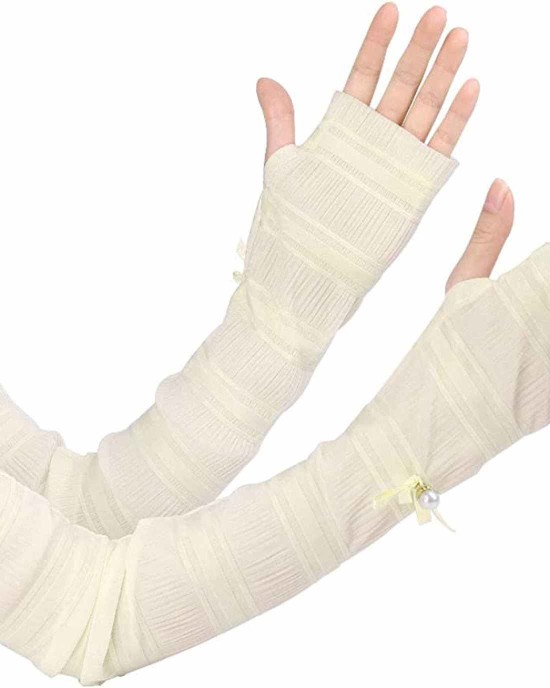 uxcell Women's Outdoor Long Gloves Soft Sun Block Fingerless Arm Sleeves