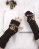 Urieo Winter Arms Warmers Acrylic Skull Knit Warm Thumb Hole Gloves Mittens for Women