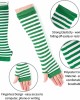 Elfcool 4 Sets Womens Long Striped Knee High Socks Knit Fingerless Arm Warmers for Halloween Christmas