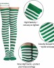 Elfcool 4 Sets Womens Long Striped Knee High Socks Knit Fingerless Arm Warmers for Halloween Christmas
