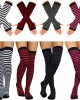 Ibeauti 8 Pcs Womens Striped Knee High Socks Stockings Knitted Long Arm Warmer Fingerless Gloves Set