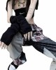 Women Gloves Goth Arm Sleeve Cool Black Moon Cross Printed Hip Hop Arm Warmers