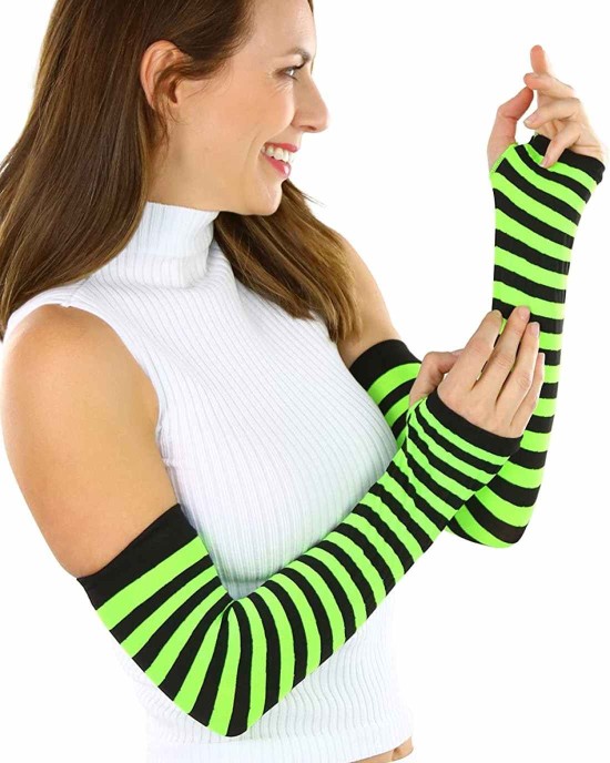 ToBeInStyle Women's Striped 100% Nylon Arm Length Warmers