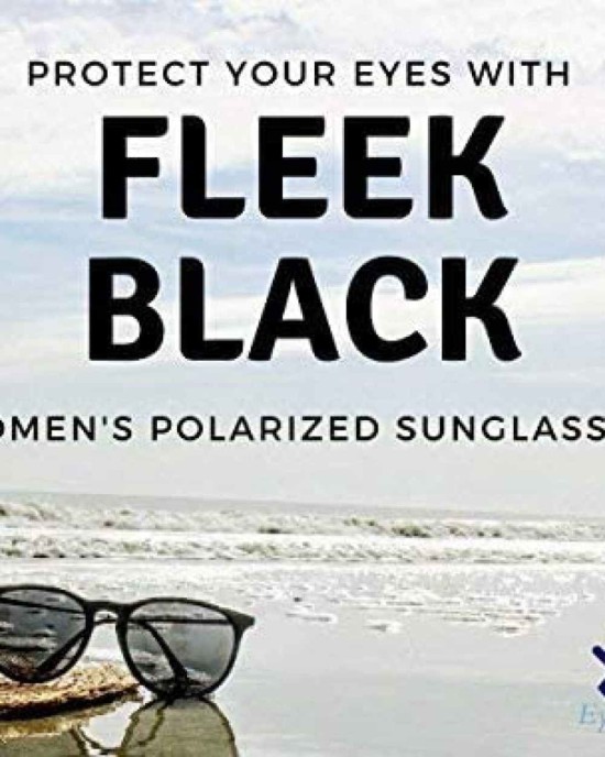 Women's Polarized Sunglasses from EYE LOVE, Designer, 100% UV Block + 5 BONUSES, black