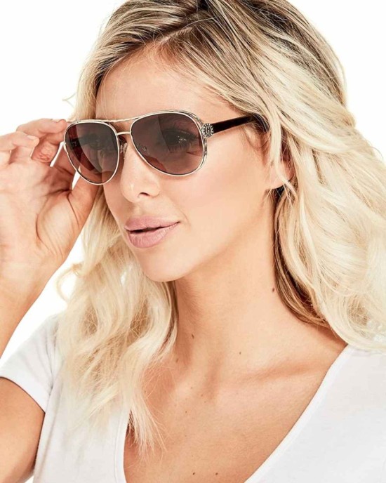 GUESS Factory Women's Tinted Aviator Sunglasses