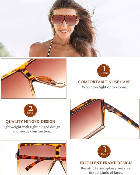 12 Pieces Oversized Square Sunglasses Flat Top Shades Retro Oversize