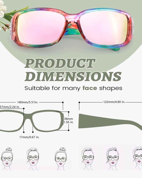 LVIOE Polarized Rhinestone Inspired Designer Sunglasses for Women Trendy Rectangle UV400 Shade LS907