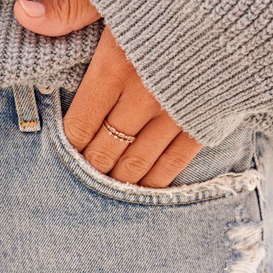 Cluster White Topaz Ring